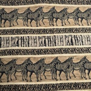 1 yd 20" Remnant Tan Velveteen Zebra Print Stripe Upholstery Drapery Fabric